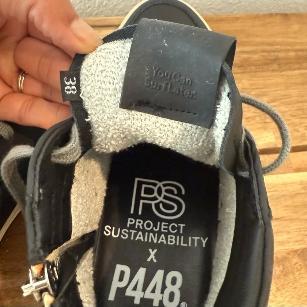P448- Skate Recycled High Top Sneakers in Black- Size 38